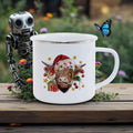 Axyaa Festive Red Car Enamel Mug Christmas Drinkware for Cozy Holidays