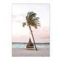 Beach Flamingo Canvas Wall Art by Axyaa - Sea Wave Starfish Shell, Palm Tree, Pineapple