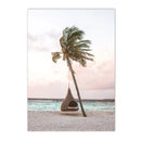 Beach Flamingo Canvas Wall Art by Axyaa - Sea Wave Starfish Shell, Palm Tree, Pineapple