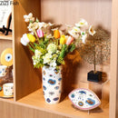 Axyaa Mysterious Eye Pattern Ceramic Vase for Flower Arrangement and Room Decor