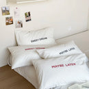 Axyaa White Cotton Pillowcase with Letter Print, Soft & Breathable Single Cover