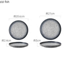 Axyaa Straight Edge Stone Patterned Ceramic Plates for Molecular Cuisine and Dining