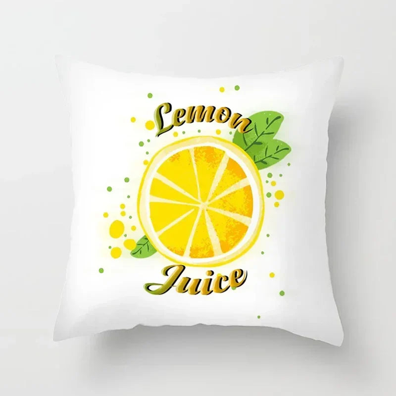 Lemon Pattern Summer Cushion Cover for Sofa Decor by Axyaa