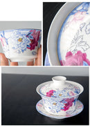 Axyaa Bird Tea Gaiwan Set - 350ml Porcelain Art Tea Bowl Kit