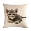 Axyaa Cat Printed Cotton Linen Cushion Cover 45x45cm