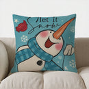 Axyaa Joyful Snowman Candy Cane Pillow Cover