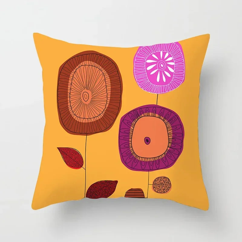 Axyaa Abstract Line Flower Print Pillowcase