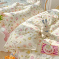 Axyaa Cartoon Floral Print Polyester Full Size Bedding Set with Soft Duvet Cover & Flat Sheet