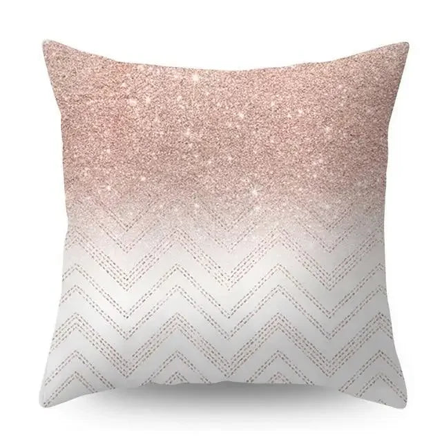 Rose Gold Geometric Pineapple Glitter Pillowcase - Axyaa Home Decor
