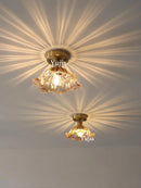 Axyaa Glass Ceiling Light Fixture Metal & Wood Vintage Style Hanging Lamp