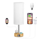 Axyaa LED Fabric Desk Lamp: USB C+A Ports, Rechargeable, Stepless Dimmable