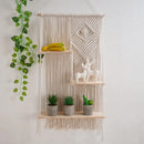 Axyaa Boho Macrame 3 Tier Wall Shelf for Home Decor