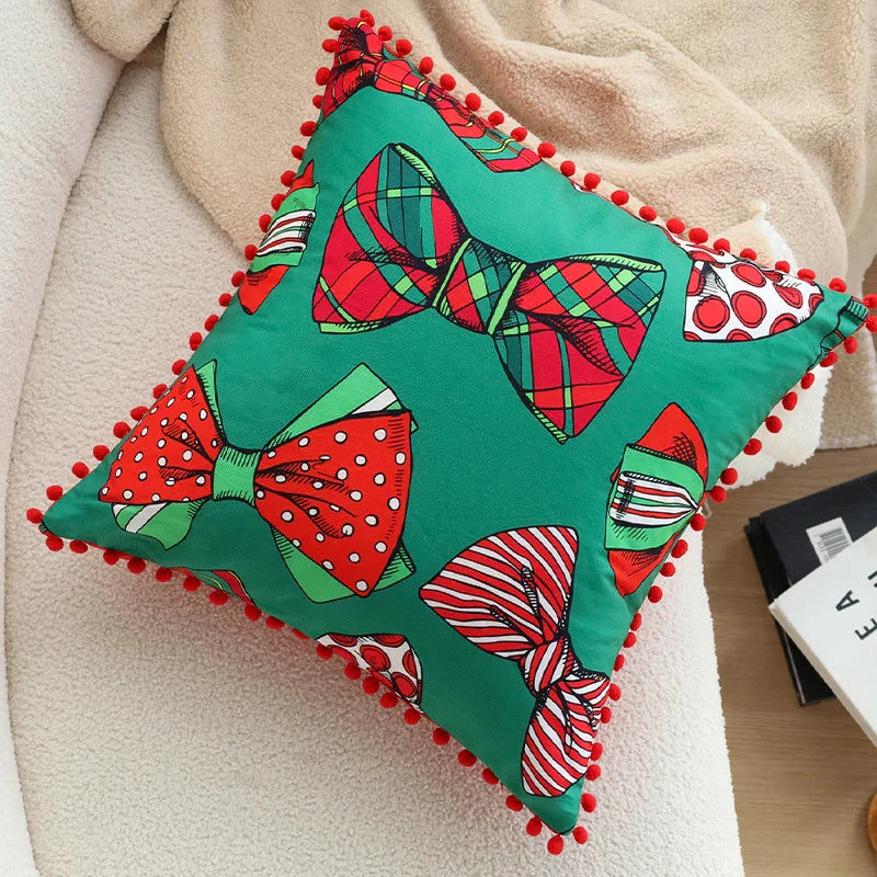Axyaa Red Bow Romantic Cushion Cover 45x45cm for Living Room Sofa