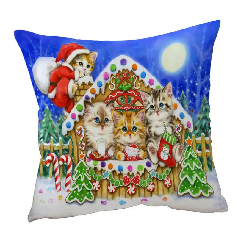 Axyaa Wildlife Animals Cushion Covers 45X45CM Wolf Fox Tiger Christmas Cats Girls
