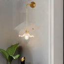 Axyaa Copper LED Wall Lamp Sconce with Glass Shade & Pull Chain Switch