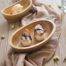 Axyaa Wooden Boat Salad Bowl for Snacks, Fruits, Sushi - Japanese Style Tableware