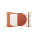 Axyaa Burnt Orange Gematric Tufted Half Circle Cushion Cover for Home Decor