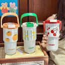 Axyaa Stainless Steel Double Drinking Thermos Vacuum Tumbler with Straw Cup
