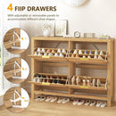 Axyaa 4-Drawer Wooden Shoe Organizer for Entryway Storage