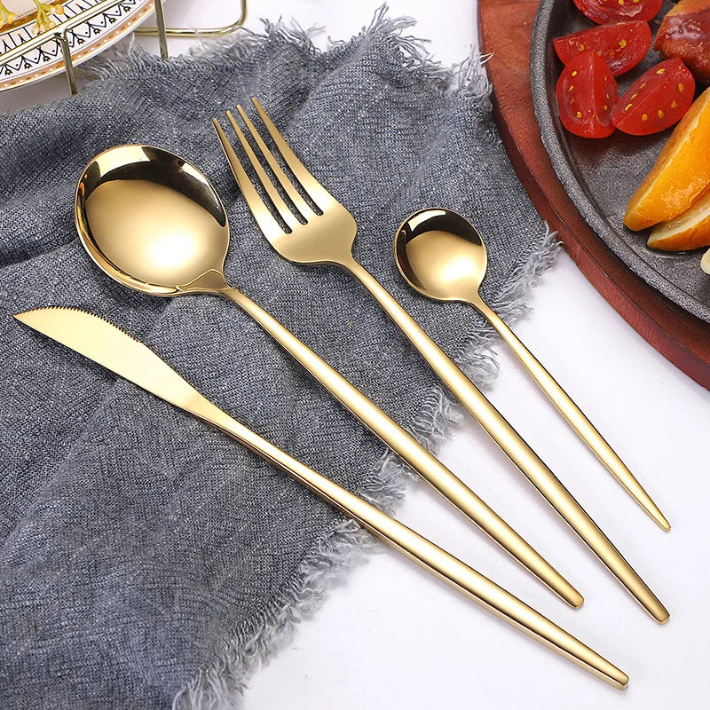 Axyaa 16-Piece Stainless Steel Tableware Set for Home, Hotel, and Restaurant