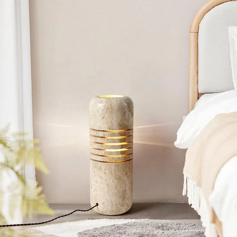 Axyaa Travertine Floor Lamp with LED Lighting for Home Decor