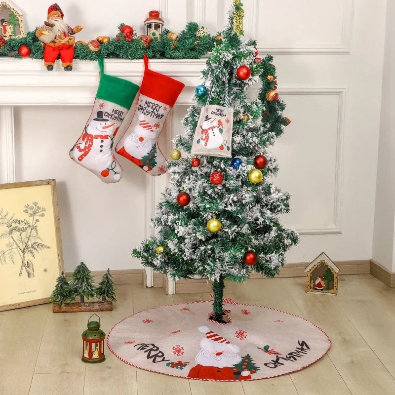 Christmas Candy Bag with Snowman & Santa Claus Pattern by Axyaa - Festive Tote Bag
