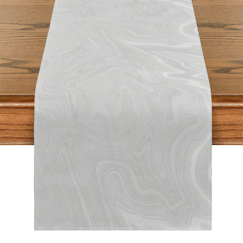Pink Champagne Gold Textured Table Runner by Axyaa: Elegant Grey Marble Design for Stylish Tables