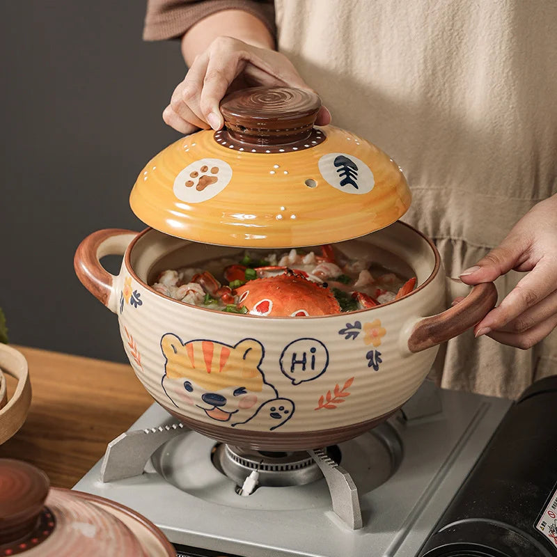 Axya Ceramic Gas Casserole Saucepan for Soup and Cooking - Kitchen Cookware Pot