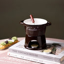 Axyaa Ceramic Chocolate Chafing Dish Cup Set with Fork - Creative Tableware