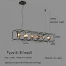 Axyaa Nordic Iron Glass Chandelier Industrial Style Simple Square Living Room Light