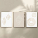Axyaa Beige Line Abstract Canvas Wall Art Print Set for Modern Minimalist Home Decor
