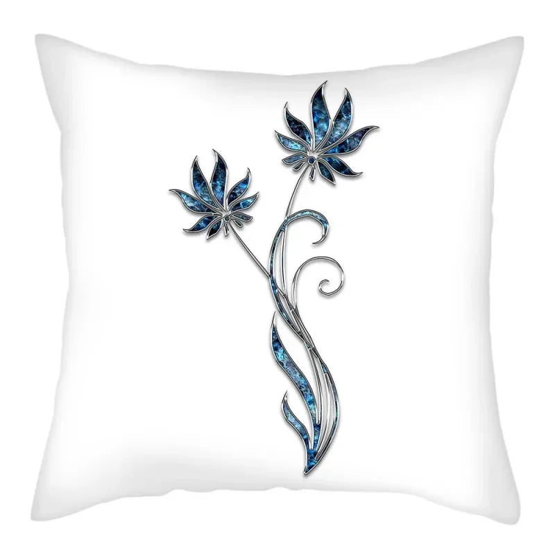 Axyaa Blue Flower Pattern Pillow Case