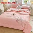 Axyaa Soft Cotton 3D Flower Embroidered Summer Quilt 4-Piece Set