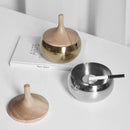 Axya Stainless Steel Wood Cover Ashtray Large Office Home Living Room Smoke Cup