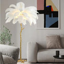 Axyaa Nordic Ostrich Feather LED Floor Lamp Resin Copper Indoor Lighting
