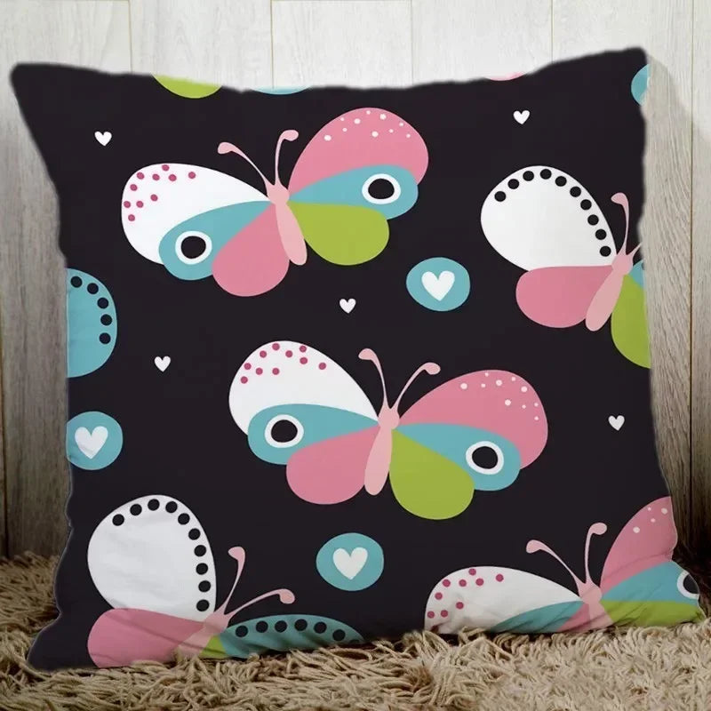 Axyaa Butterfly Printed Couch Cushion Cover 45x45cm Home Decor Pillowcase