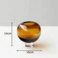 Axyaa Circular Glass Vase with Artificial Flowers: Minimalist Desk Decor and Room Aesthetic