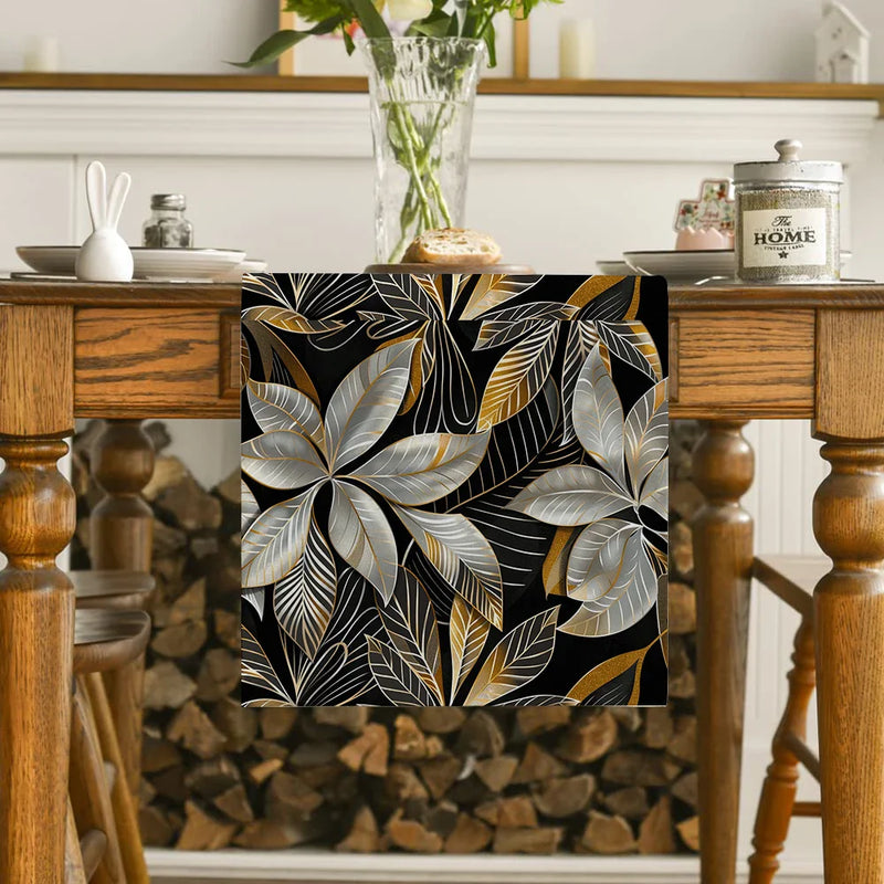Axyaa Metallic Texture Floral Branches Table Runner for Dining & Dresser Decor