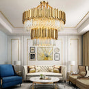 Axyaa Crystal Chandelier: Black Aluminum Luxury Pendant Light for Living Room and Hotel