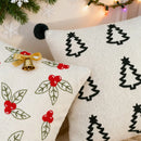 Axyaa Christmas Velvet Embroidered Cushion Cover for Festive Home Decor