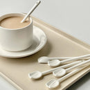 Axyaa Flower Coffee Spoon: Korean Ceramic Hand Painted Long Handle Dessert Spoon