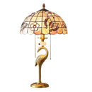 Axyaa Tiffany Brass Desk Lamp LED Shells Decor Retro Table Light for Home
