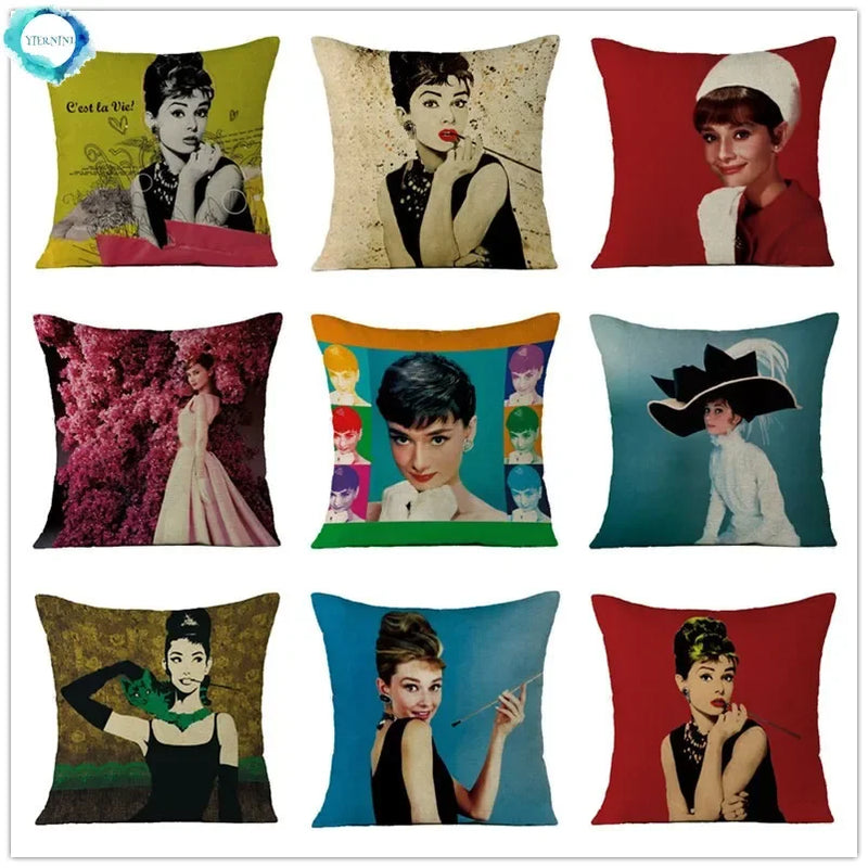 Audrey Hepburn Plush Cushion Cover by Axyaa - Home Decor Sofa Pillow Cover