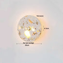 Axyaa Nordic LED Wall Sconce Round Black Iron Marble Light for Home Décor