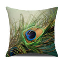 Axyaa Peacock Print Linen Cotton Pillow Cover for Home Decor & Sofa Accent