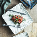Axyaa Ceramic Striped Snack Plate - Creative Sushi Dessert Dish Steak Tableware
