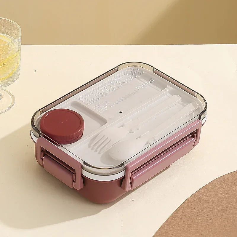 Axyaa 3-Compartment Bento Lunch Box with Fork and Spoon