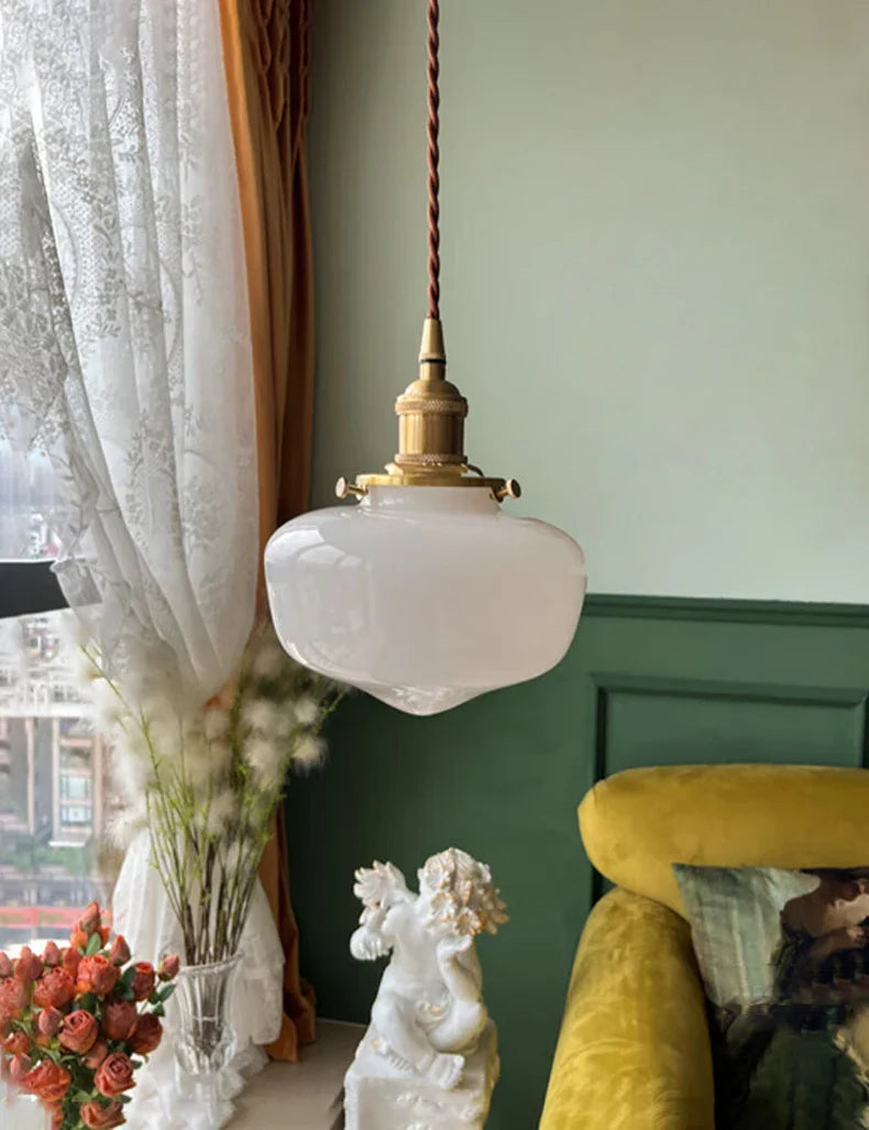 Axyaa Glass Shade LED Pendant Lamp for Minimalist Indoor Lighting