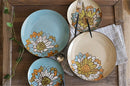 Axya Hand-Painted Ceramic Dinner Plate Set