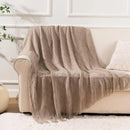 Axyaa Oversized Khaki Throw Blanket 150x230cm for Couch & Bed - Boho Tan Throws